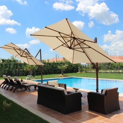 Градински чадър с рамо